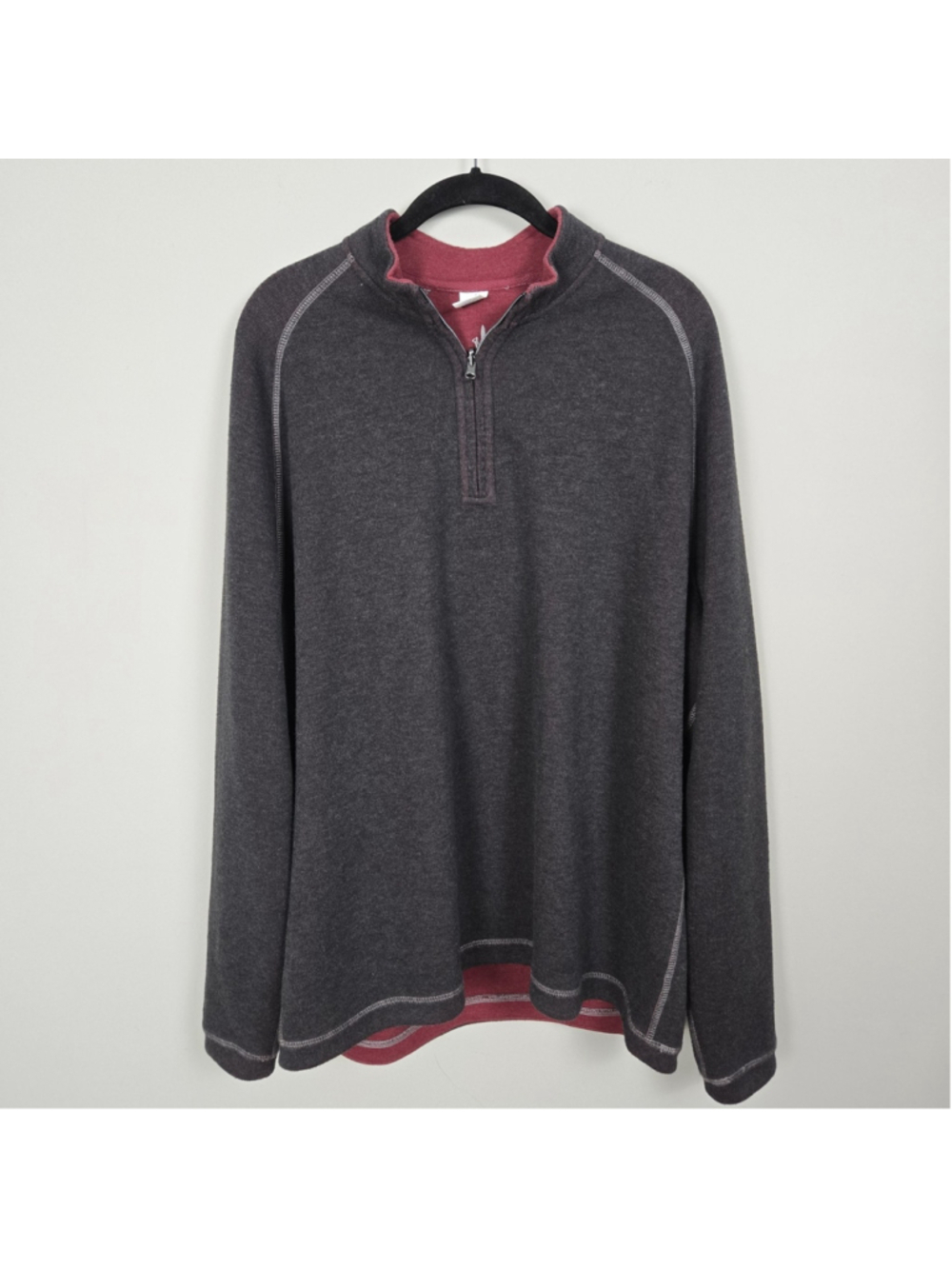 Johnnie O Mens 1/4 Zip Knit Pullover Sweater Large Grey Preppy Golf Old Money